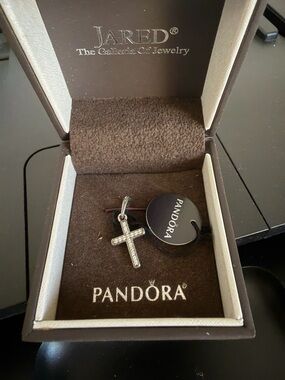 Pandora Silver Cross Pendant with Clear Crystals